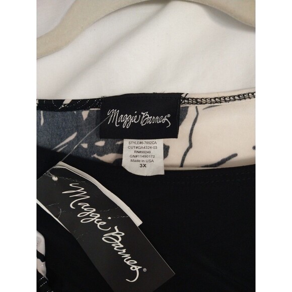 New With Tags Vintage Maggie Barnes Blouse Black White Size 3X Dressy Shirt Top - Picture 6 of 10